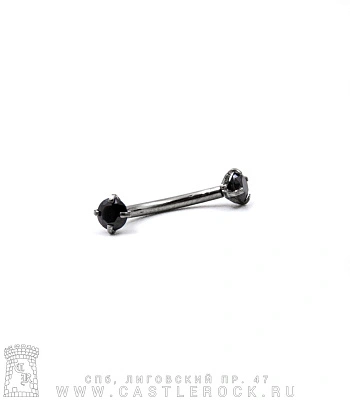 Микробанан с Внутренней Резьбой Титан со Стразами (черными) 1,2 х 10 х 3/3