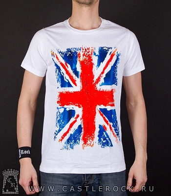 футболка флаг великобритании (грандж, белая)