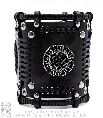 напульсник кожаный стимпанк черный (bspkv-4) цветок папоротника