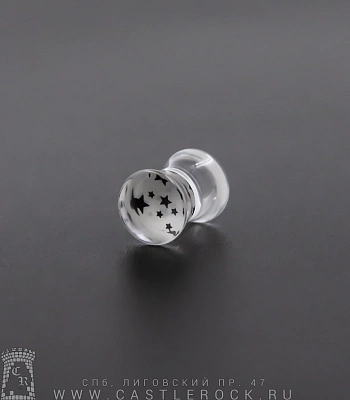 Плаг Акрил Звезды (прозрачный с белым) 6 мм