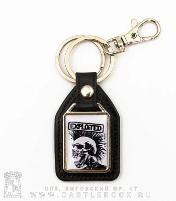 брелок прямоугольный на подкладке exploited (лого, ч/б)