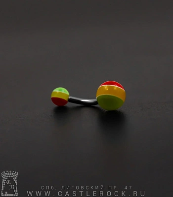 Банан Сталь с Акриловыми Шариками Полоса (желто-оранжевыми) 1,6 х 10 х 5/8