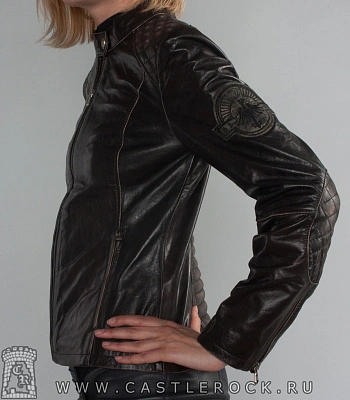 мото-куртка женская route 66 (искуственное старение, коричневая темная)