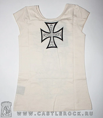 футболка детская addiction сердце череп роза "love to death" (бежевая)