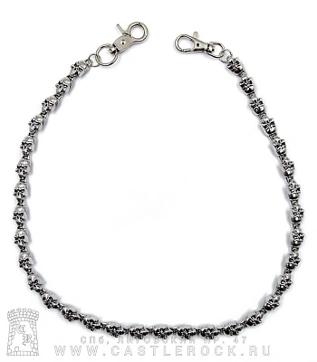 цепь с карабином черепа (плоские, малые)