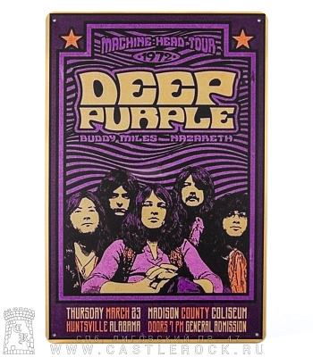 табличка deep purple "machine head tour 1972"