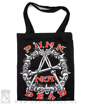 сумка шоппер анархия punk not dead (кости и черепа)