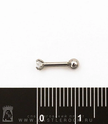 Микроштанга Сталь со Стразом (прозрачным) 1,2 х 6 х 3/3