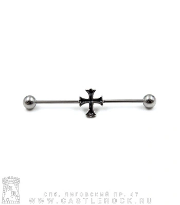 Штанга Индастриал Сталь с Шариками и Крестом Геральдическим (эмаль) 1,2 х 38 х 5/5
