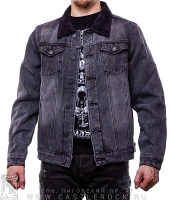 куртка джинсовая серая утепленная (серая подкладка) 831#