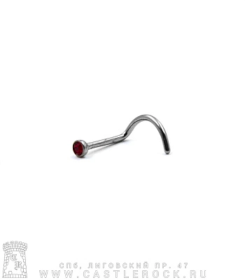 Крючок для носа Титан со Стразом (красным) 0,8 х 6 х 2