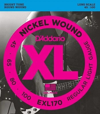 струны d'addario никелированные для бас-гитары exl170