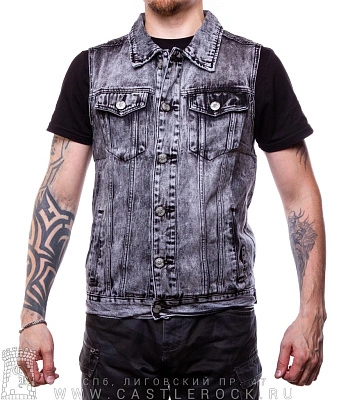 жилет джинсовый серый (потертый) 7100#