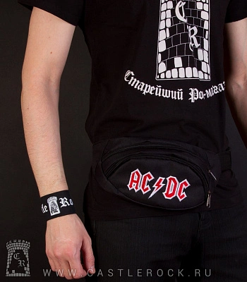 сумка на пояс с вышивкой ac/dc (кант белый)
