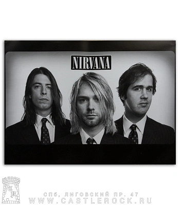 плакат nirvana (группа, ч/б)