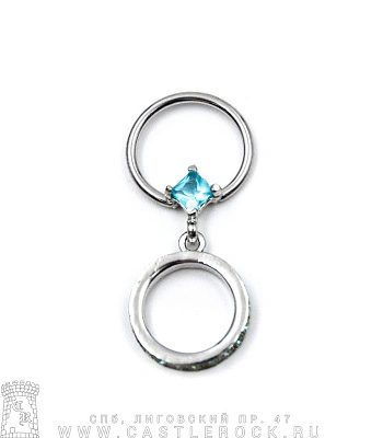 Кольцо BCR Сталь с Подвеской Кольцо (стразы голубые) 1,6 х 13