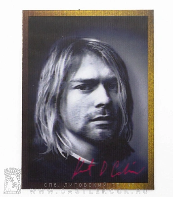 магнит прямоугольный 3d nirvana kurt cobain (ч/б, голограмма)