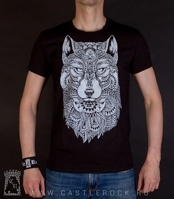 футболка волк этнический (светится)