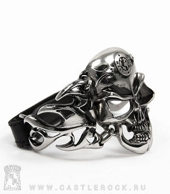 браслет металл. new rock череп на липучке