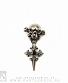 серьга череп и крест геральдический (страз черный)