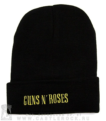 шапка с отворотом и вышивкой guns'n'roses