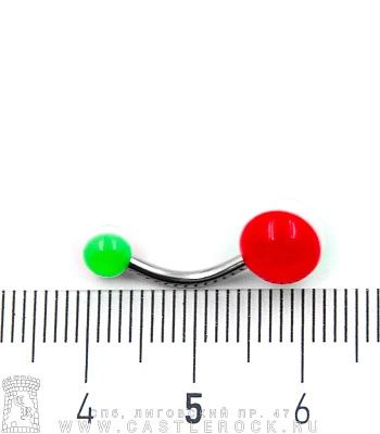 Банан Сталь с Акриловыми Шариками Полоса (зелено-бело-оранжевыми) 1,6 х 10 х 5/8