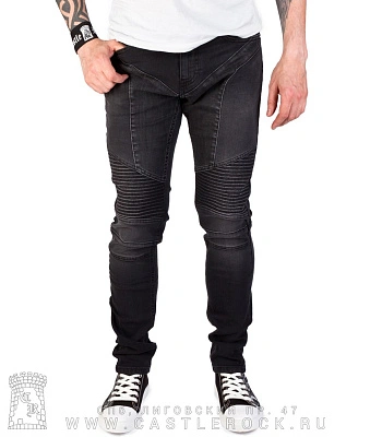 джинсы castle rock черные (потертые, простроченные)