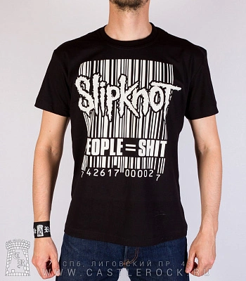 футболка slipknot "people=shit" (лого, ч/б)