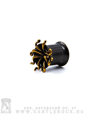 Плаг Сталь Тонкостенный Черный Кракен (с внутренней резьбой) 8 мм