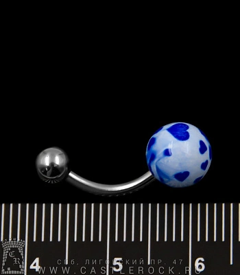 Банан Сталь с Шариками Сердечки (синие на белом) 1,6 х 10 х 5/8