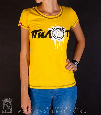 женская футболка пилот лого (прострочка, желтая)