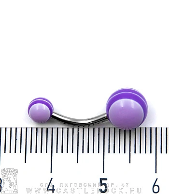 Банан Сталь с Акриловыми Шариками Полосы (фиолетовыми) 1,6 х 10 х 5/8