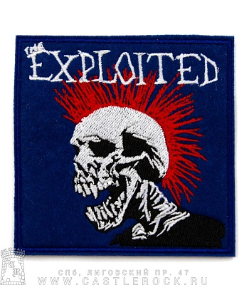 нашивка exploited (лого череп, синяя, вышивка)