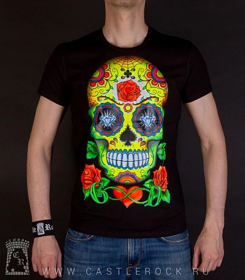 футболка череп santa muerte (светится)
