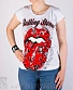 женская футболка rolling stones (лого, крылья, белая)