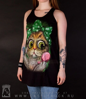 туника кошка с пудреницей (черная)