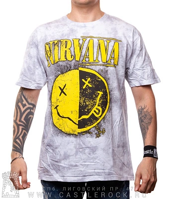 футболка nirvana (смайл, варенка, серая)
