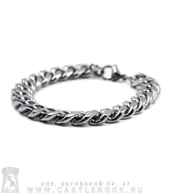 браслет стальной цепь панцирная (звенья усеченные, округлые, 12 мм)