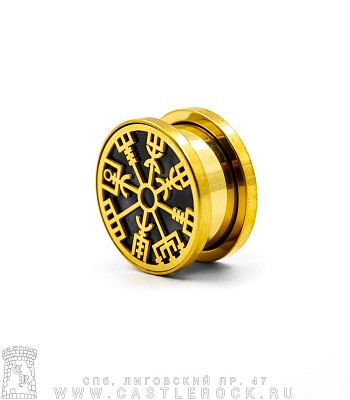 Плаг Сталь Золотистый Вегвизир Компас Викингов 16 мм