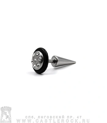 Обманка Плага Сталь с Шипом и Стразами (прозрачными, с резинкой) 1,6 х 6 х 8/(5х12)