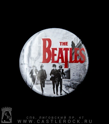 значок beatles (группа, лого красное)