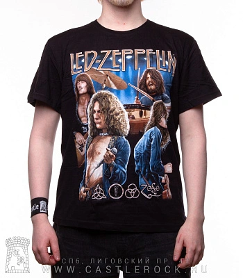 футболка led zeppelin (группа, синий фон)