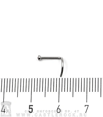 Крючок для носа Титан со Стразом (розовым) 0,8 х 6 х 2