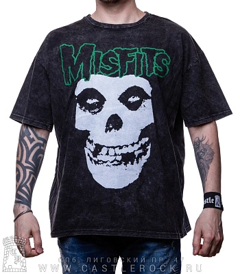 футболка гранж misfits (варенка, оверсайз, серая)