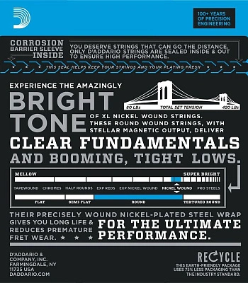 струны d'addario никелированные для бас-гитары exl220