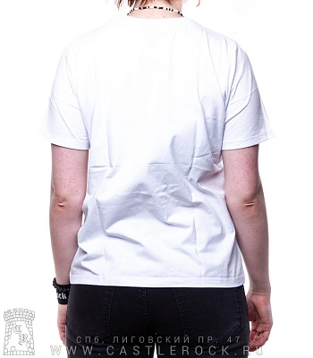 женская футболка котенок с кофе "nope" (белая, прямая, светится)