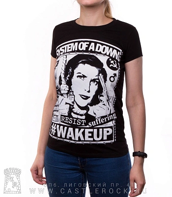 женская футболка system of a down "resist, suffering, #wakeup"