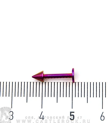 Лабрет Сталь Фиолетовый с Шипом 1,6 х 10 х 4