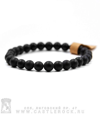 браслет из натурального камня агат черный матовый (6 мм)