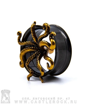 Плаг Сталь Тонкостенный Черный Кракен (с внутренней резьбой) 22 мм